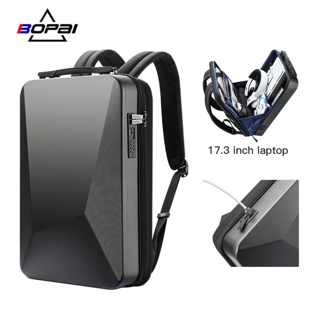 BRAND NEW BOPAI laptop backpack Black Hard shell Fits Keyboard passcode protect